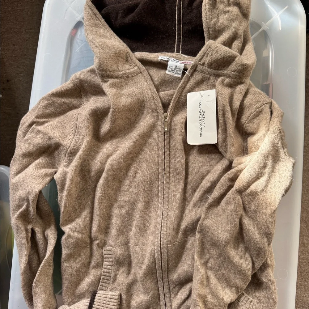 Evelyn Grace Women's Cashmere Jacket - Tan - Picture 2 of 2